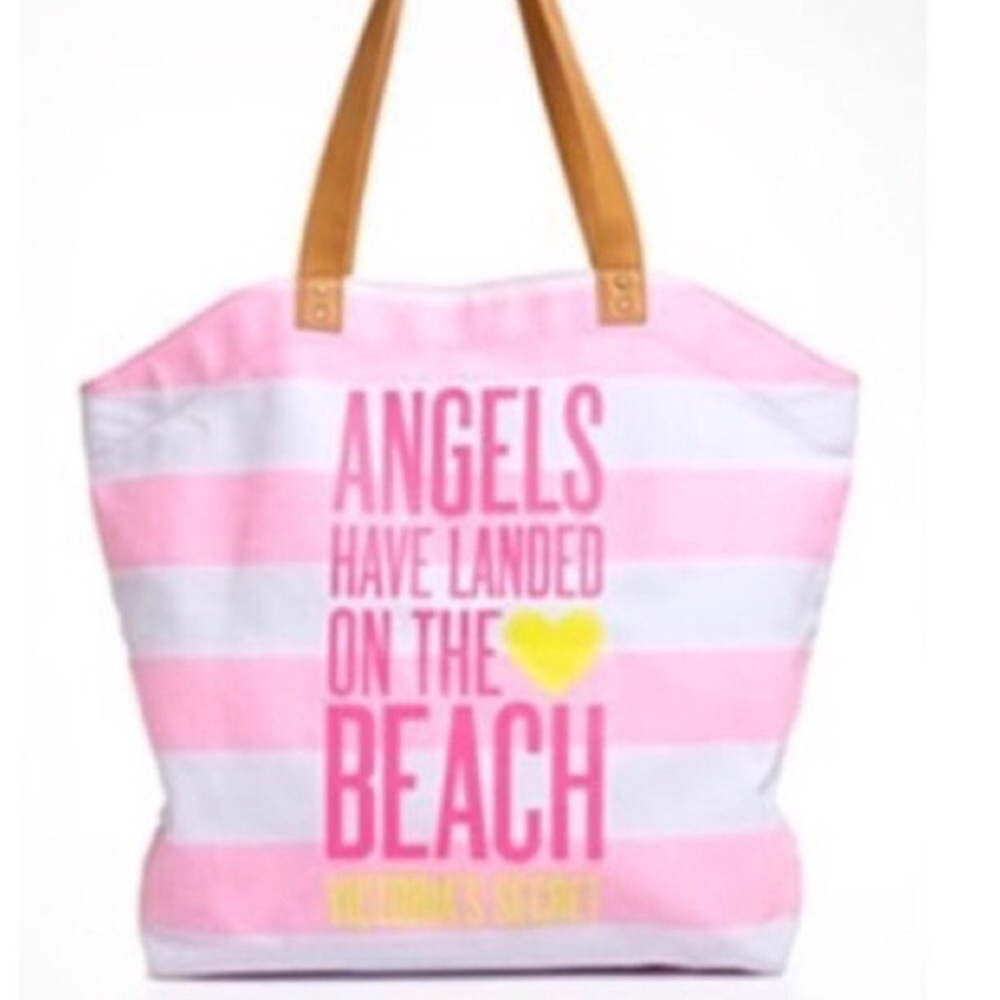 VS “angels have landed on the beach” beach tote